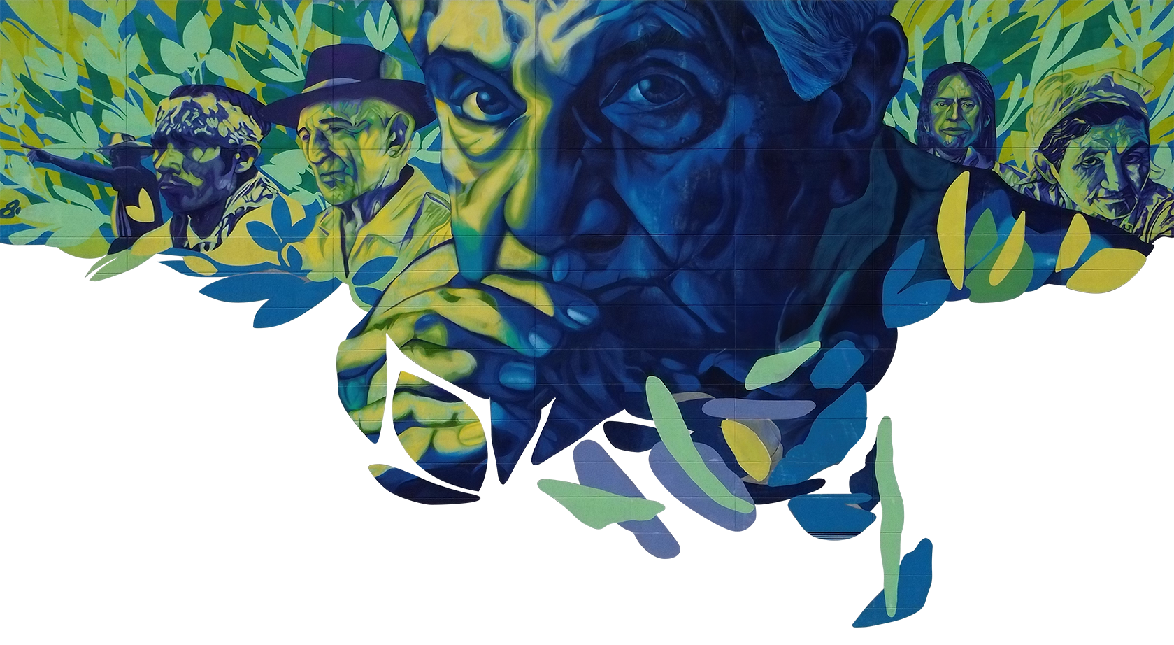 Mural de Augusto Roa Bastos en la fachada oeste del Edificio Mariscal Center